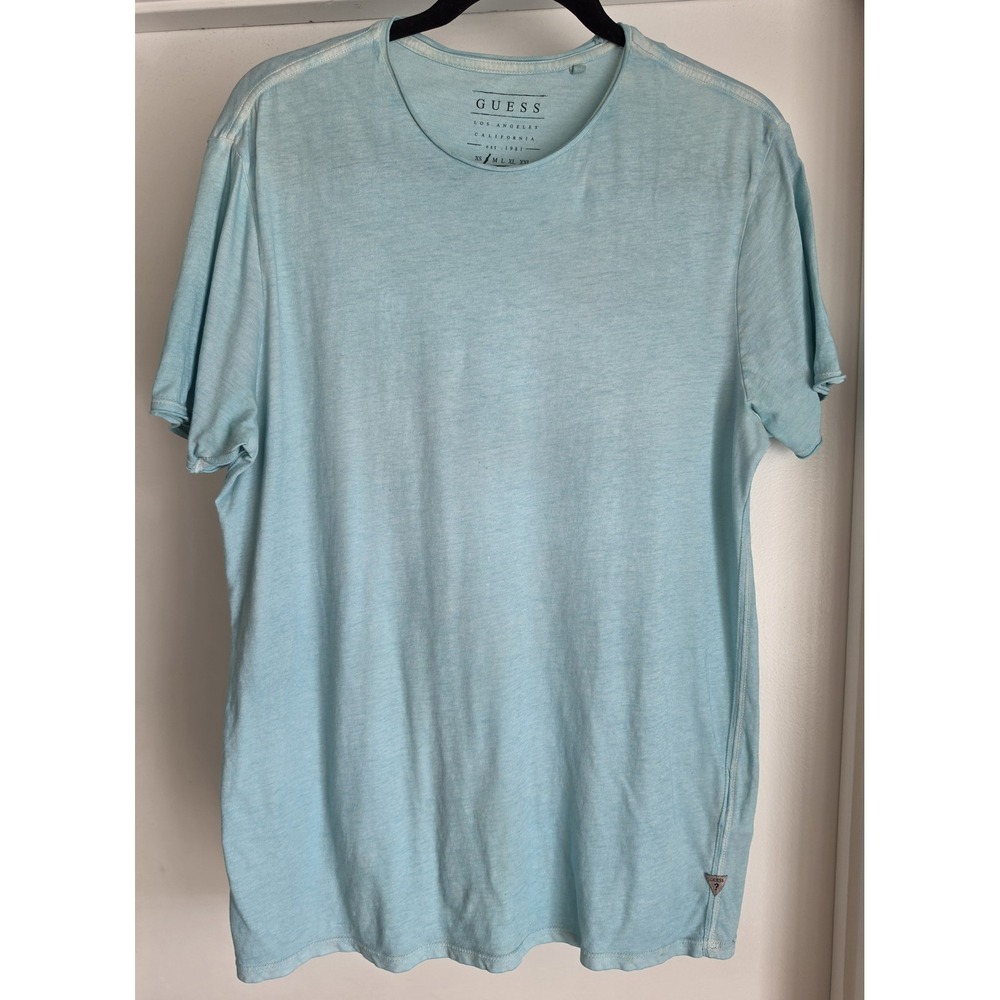 Guess T-Shirt Men S Light Blue Short Sleeve Round Neck Casual Tee Top Shirt